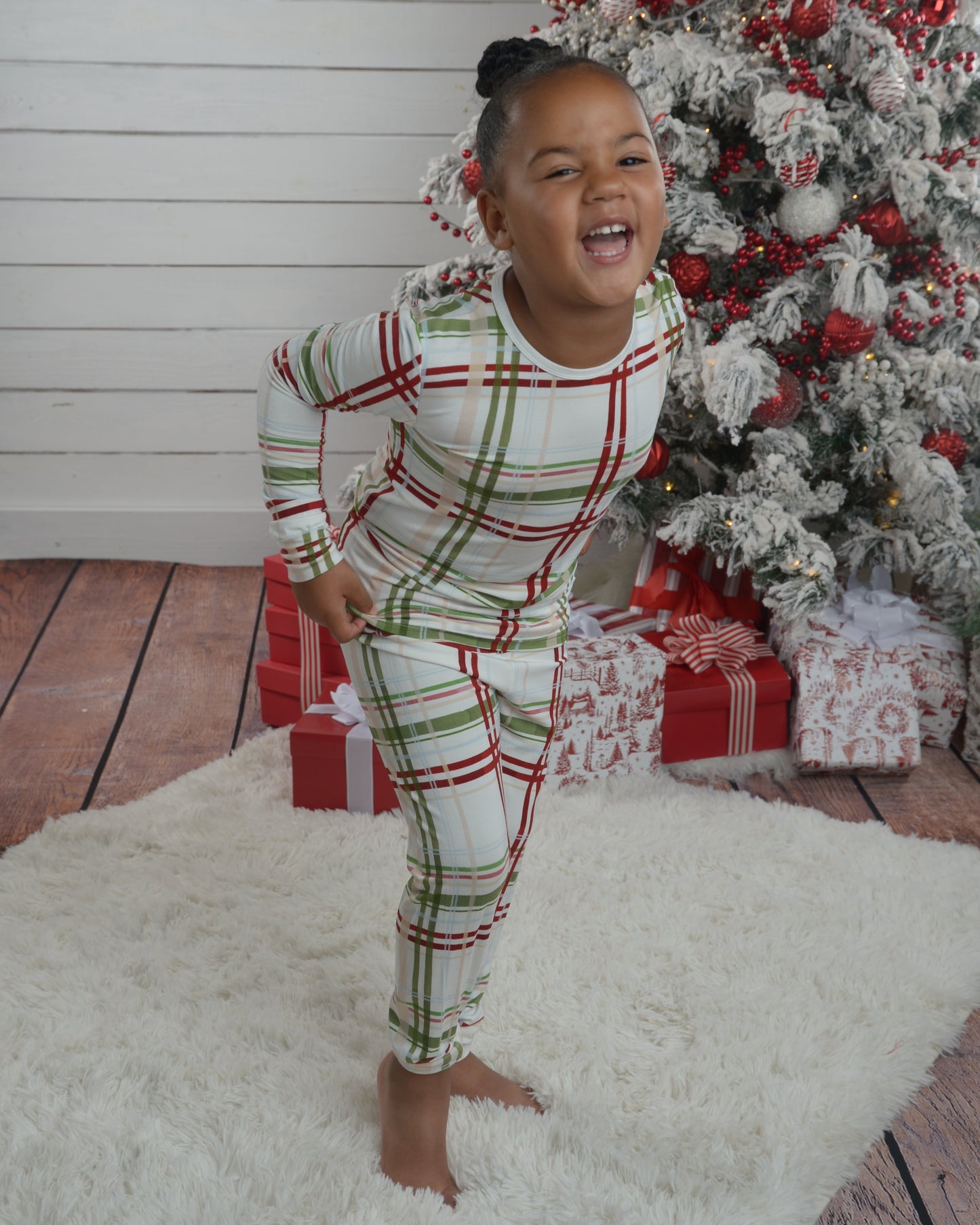 Bamboo Pajamas for Kids, Soft Pajamas Toddler, Plaid Print Pajamas
