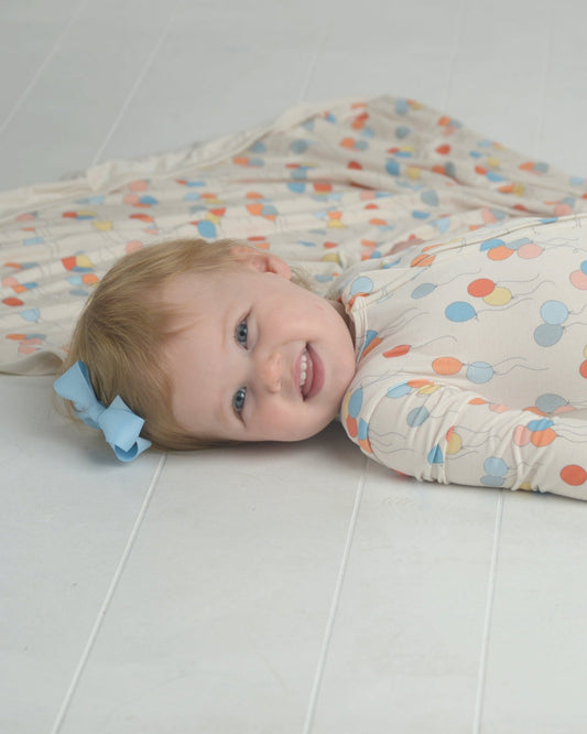 Balloon Bamboo Pajama Romper for Toddlers, Birthday PJs, BDAY Pajamas