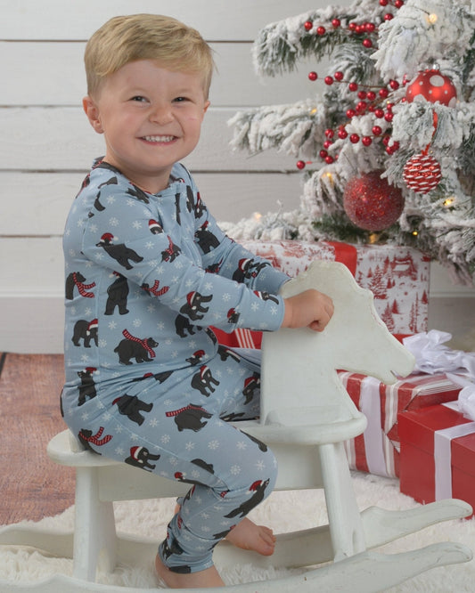 Christmas Pajamas for Kids, Bear Print Pajamas, Holiday Pajamas