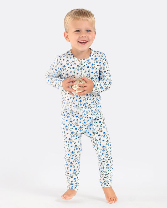 Bamboo Pajamas for Kids, Blueberry Print Pajamas, Soft Pajamas Toddler