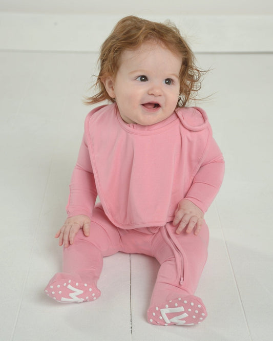 Bamboo Bib for Baby, Pink Baby Gift, Baby Pink Clothes, Baby Girl Gift