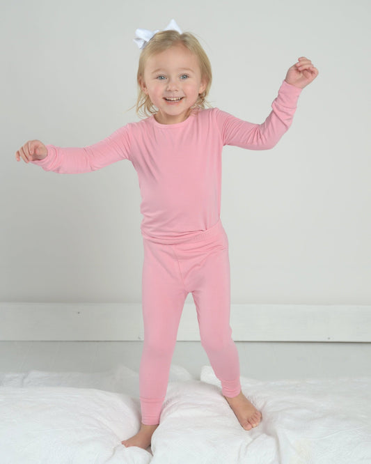 Pink Bamboo Pajama Set for Kids, Girl Pajamas, Bamboo PJ, Girl Gifts