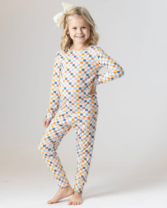 Checkered Bamboo Pajama Set for Kids, Toddler Bamboo Pajamas
