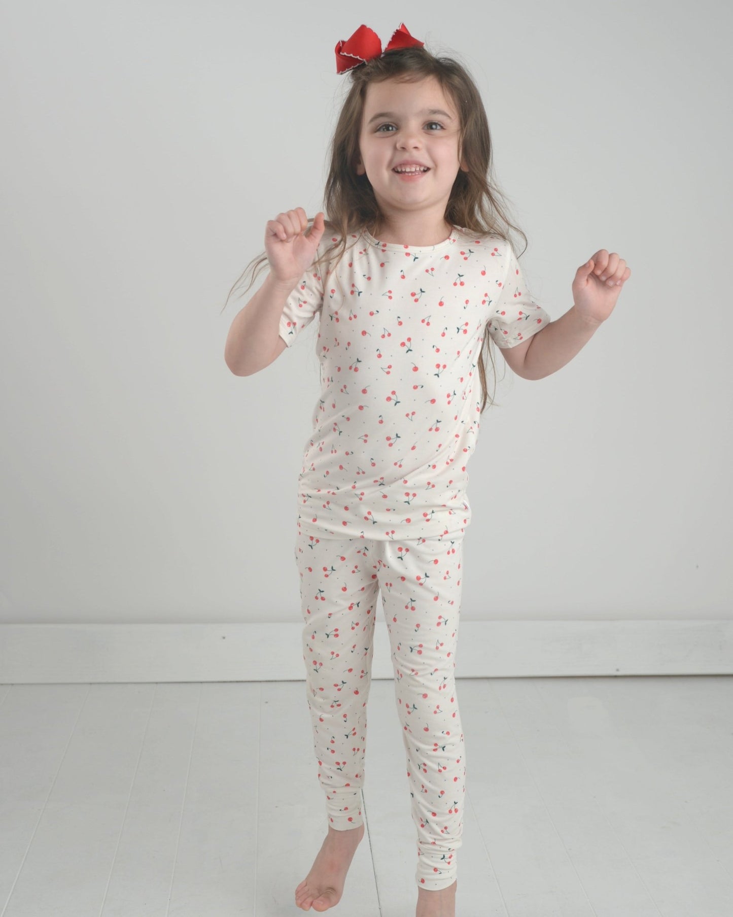Cherry Bamboo Pajama Set, Bamboo Pjs for Spring, Cherry Print Clothes