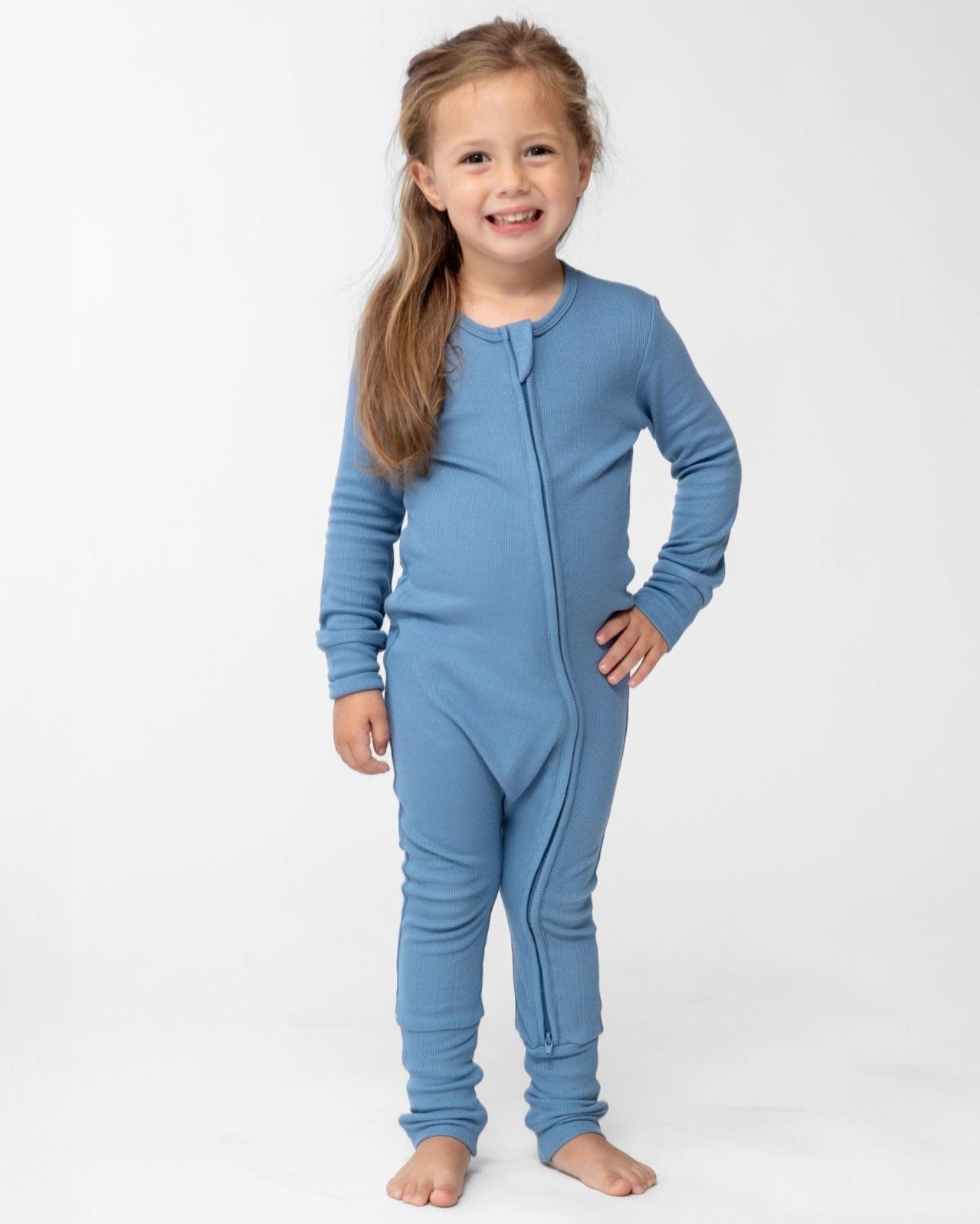 Bamboo Romper Pajamas for Kids, Blue Footie Pajamas, Baby Boy Gift