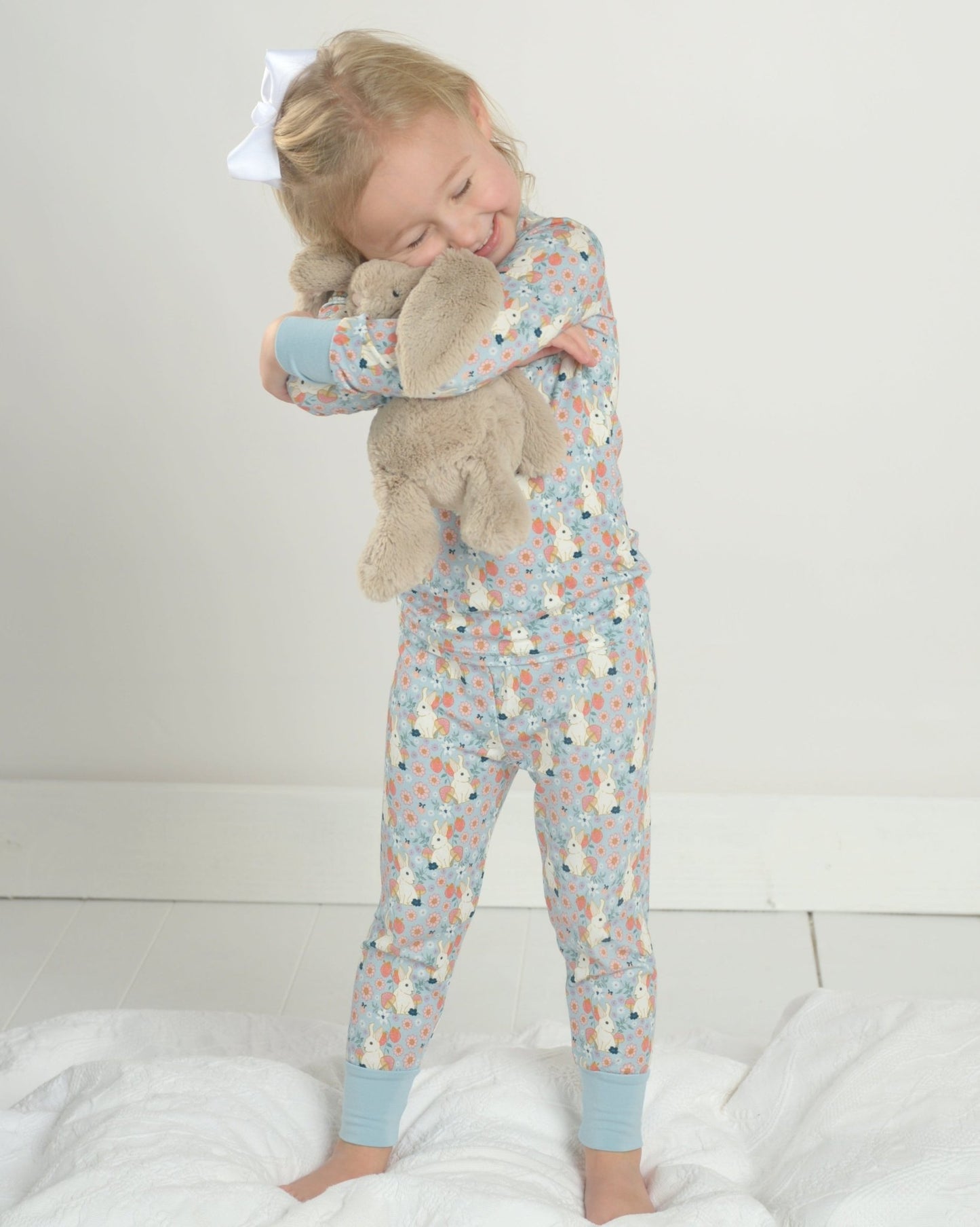 Bunny Pajama Set, Bunny Bamboo Pajamas, Kids Bamboo PJs, Animal Print