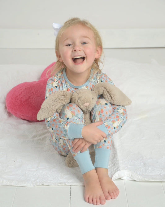 Bunny Pajama Set, Bunny Bamboo Pajamas, Kids Bamboo PJs, Animal Print