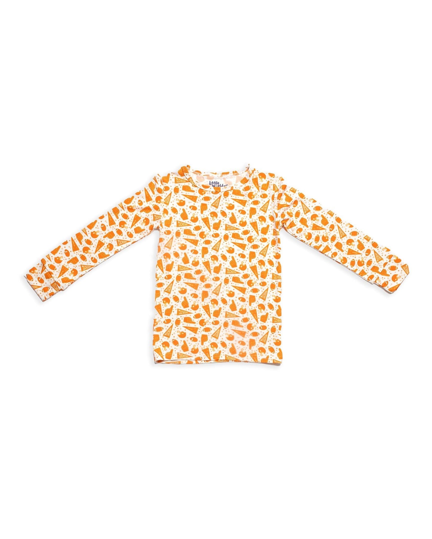 Bamboo Two Piece PJs, Orange Football Pajamas for Kids, Bamboo Pajamas