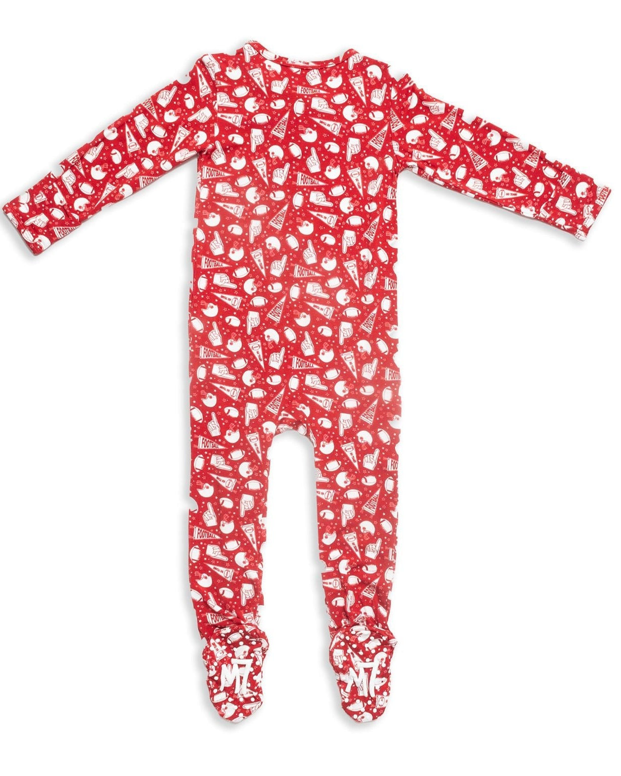 Bamboo Zipper Footie PJs, red football pajamas for baby, soft bamboo