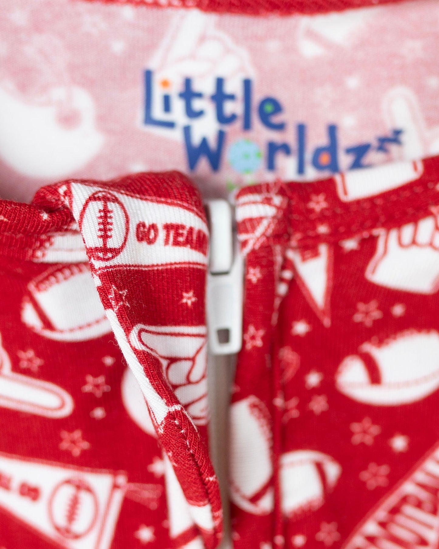 Bamboo Zipper Footie PJs, red football pajamas for baby, soft bamboo
