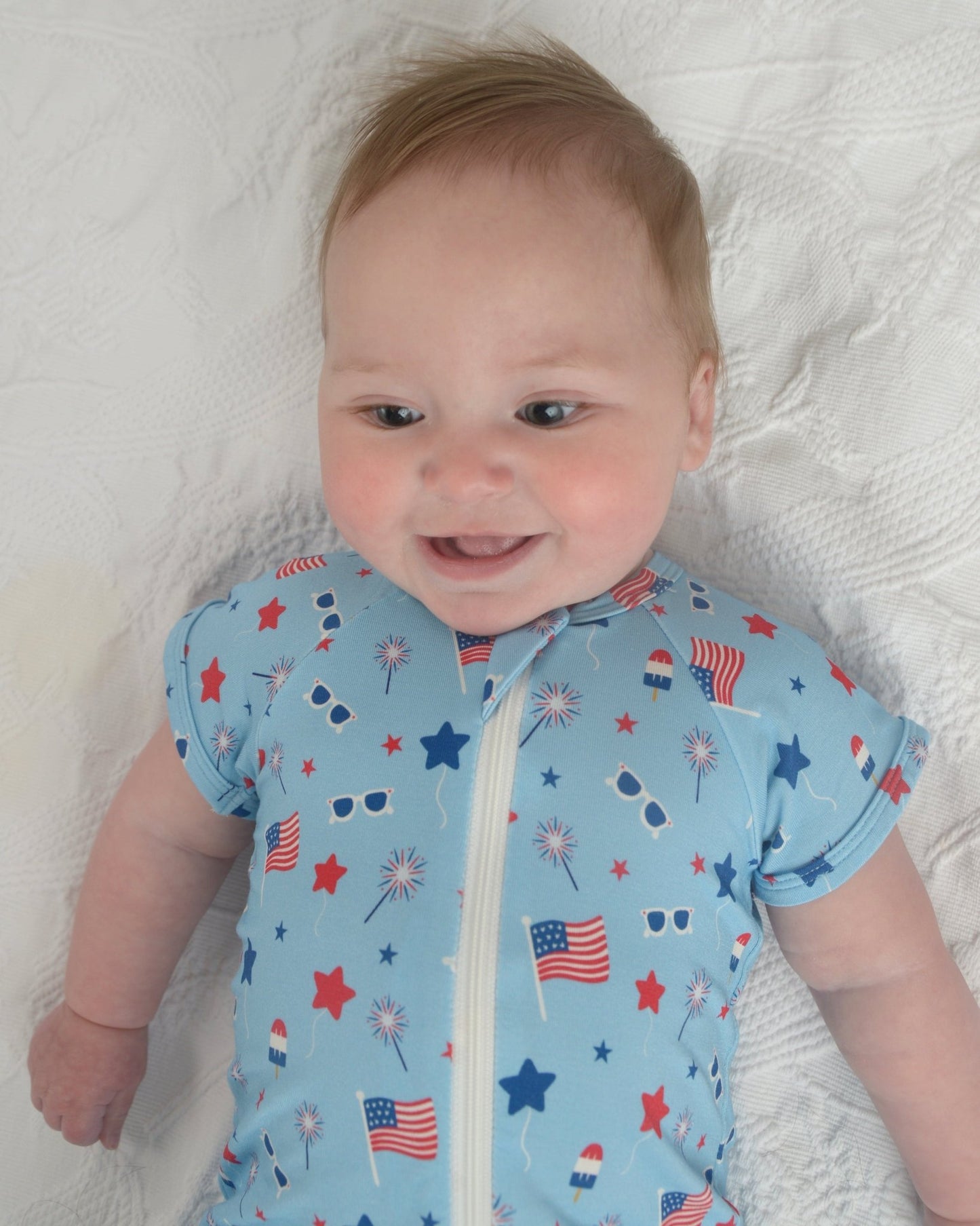 Fourth of July Outfit for Kids, Soft Bamboo toddler shorts outfit Patriotic