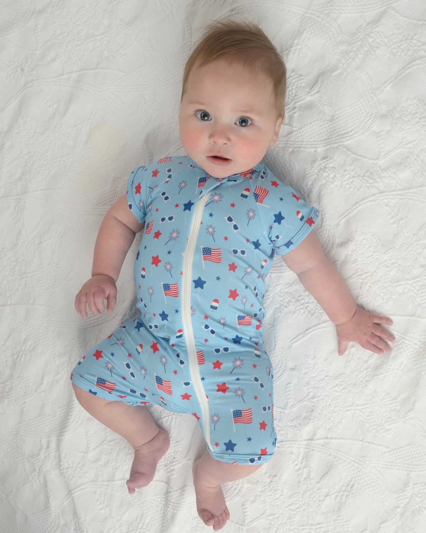 Fourth of July Outfit for Kids, Soft Bamboo toddler shorts outfit Patriotic