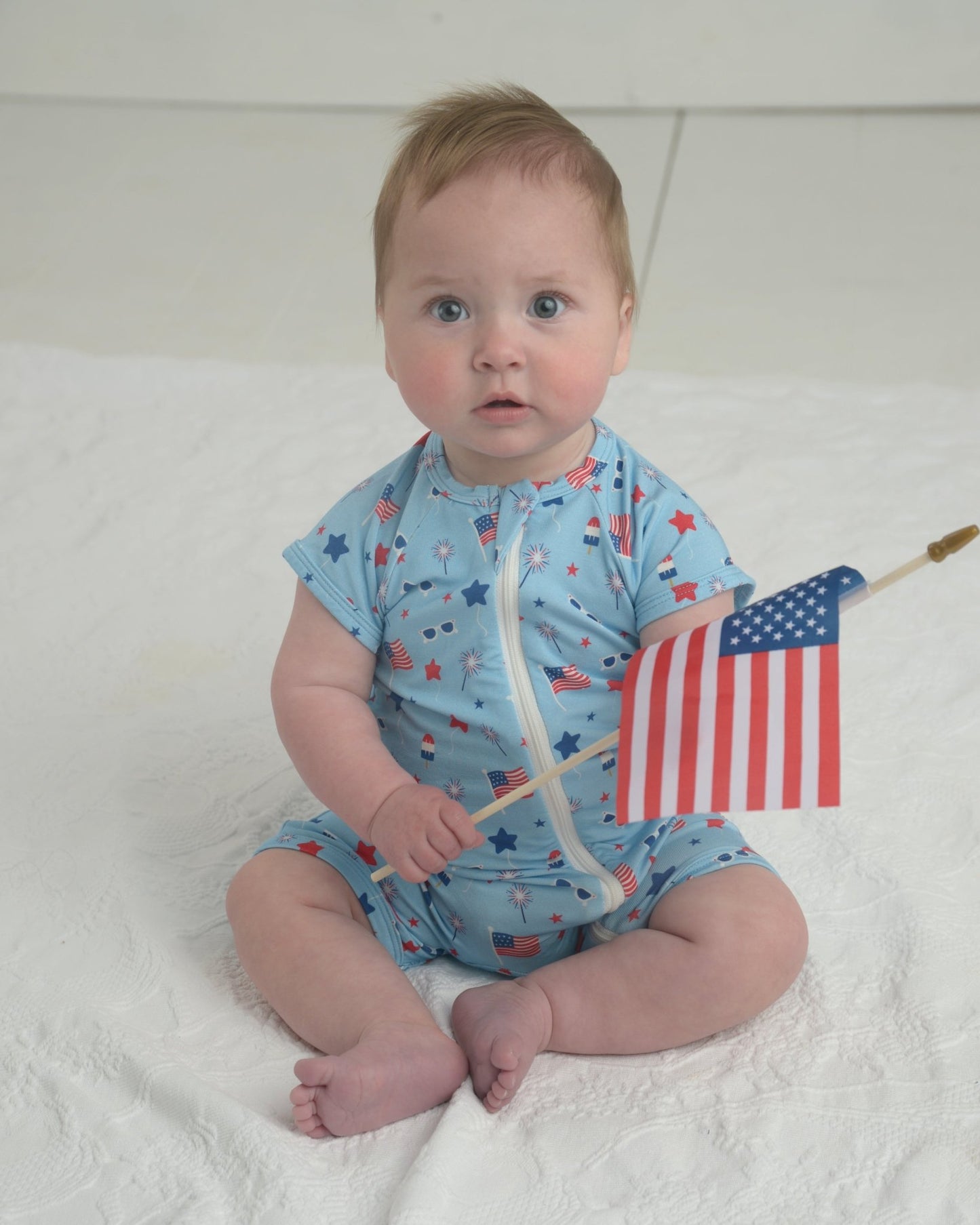 Fourth of July Outfit for Kids, Soft Bamboo toddler shorts outfit Patriotic