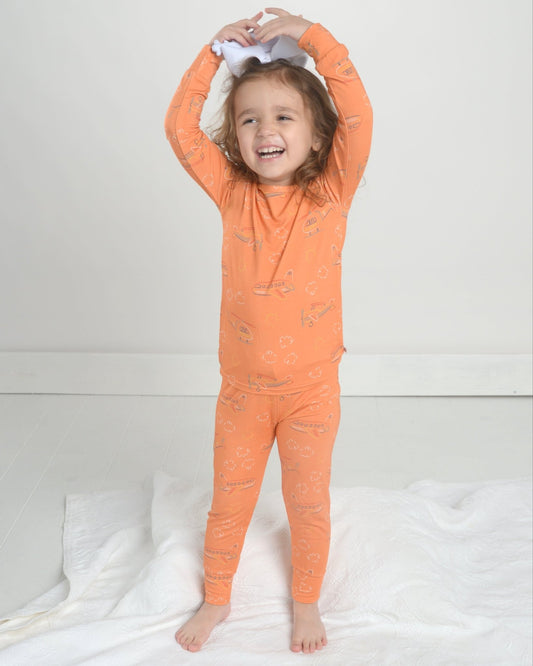 Helicopter Bamboo Pajama Set for Kids, Transportation Kids Clothing