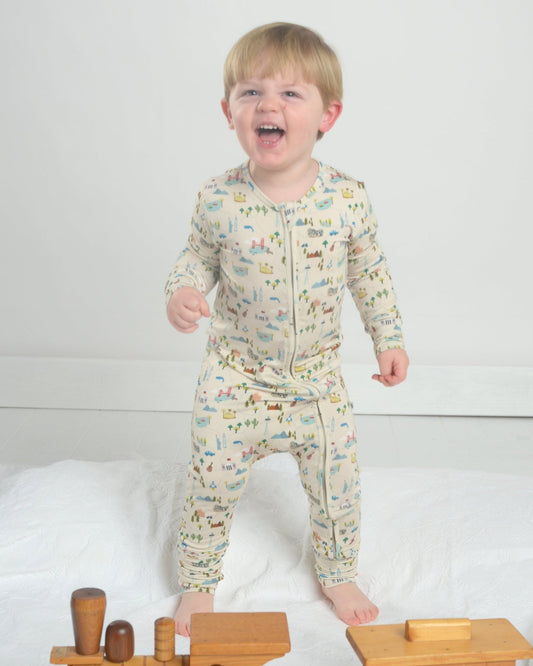 Map Toddler Bamboo Pajamas, Kids Bamboo Pajamas, Travel PJs