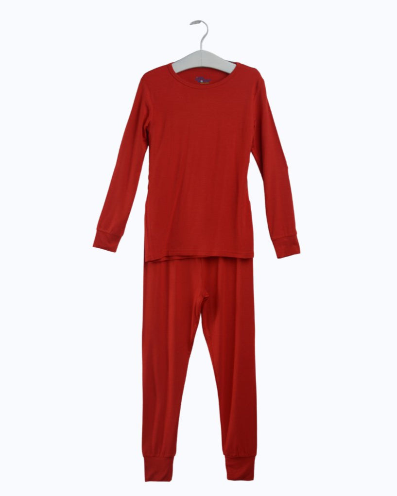 Red Pajama Set, Boys pjs, Bamboo Pajamas for Kids, Holiday Pajamas