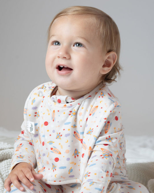 Rocketship Bib made of soft bamboo for baby