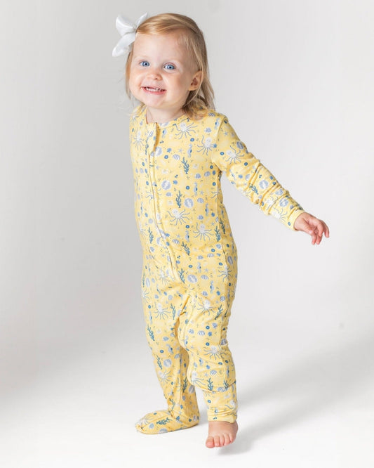 Sea Themed Pajamas, Bamboo pajamas for baby and kid, Zipper Footie for Kids