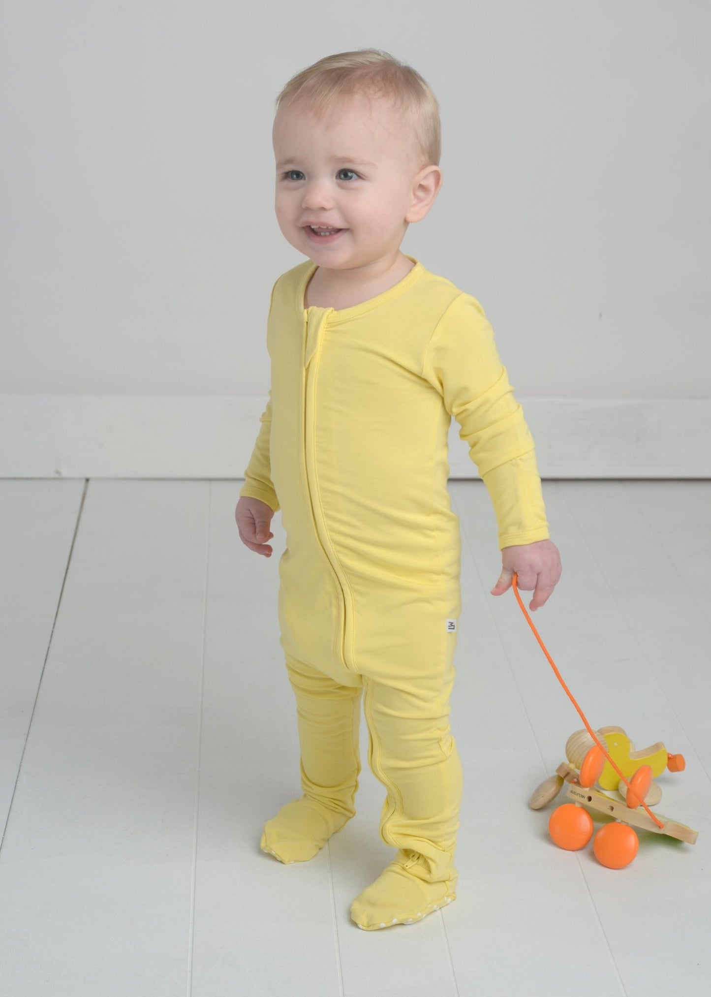Yellow Bamboo Onesie for Infant, Spring Bamboo Pajamas for Baby and Kids