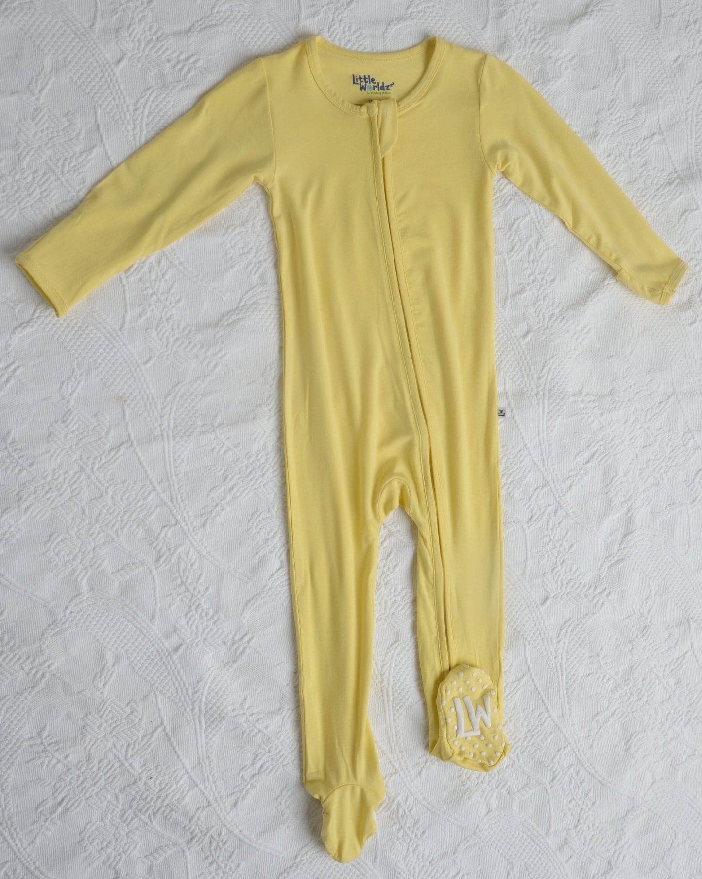 Yellow Bamboo Onesie for Infant, Spring Bamboo Pajamas for Baby and Kids