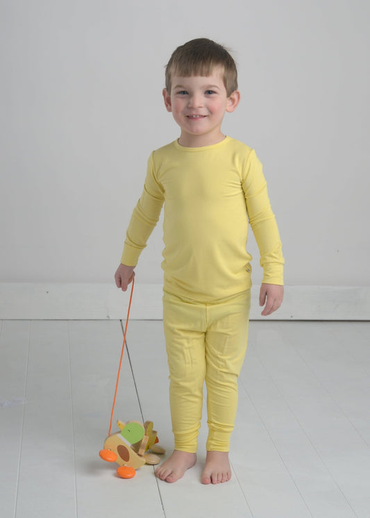 Yellow Bamboo Pajama Set, Spring Bamboo Pajamas, Bamboo PJ for Kids