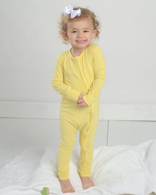 Yellow Bamboo Pajamas for Toddler, Spring Bamboo Pajamas for Toddlers