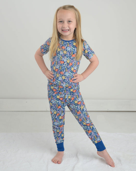 Floral Two Piece Bamboo Pajama Set, Floral PJs, Bamboo Pajamas for kid