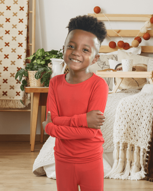 Bamboo Pajama Set in Red - Little WorldzTwo Piece Set