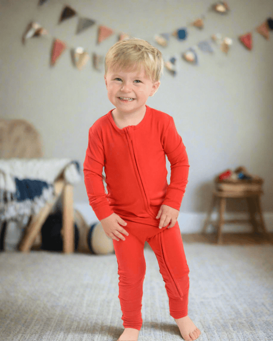 Bamboo Toddler Pajama in Red - Little WorldzRomper Pajama