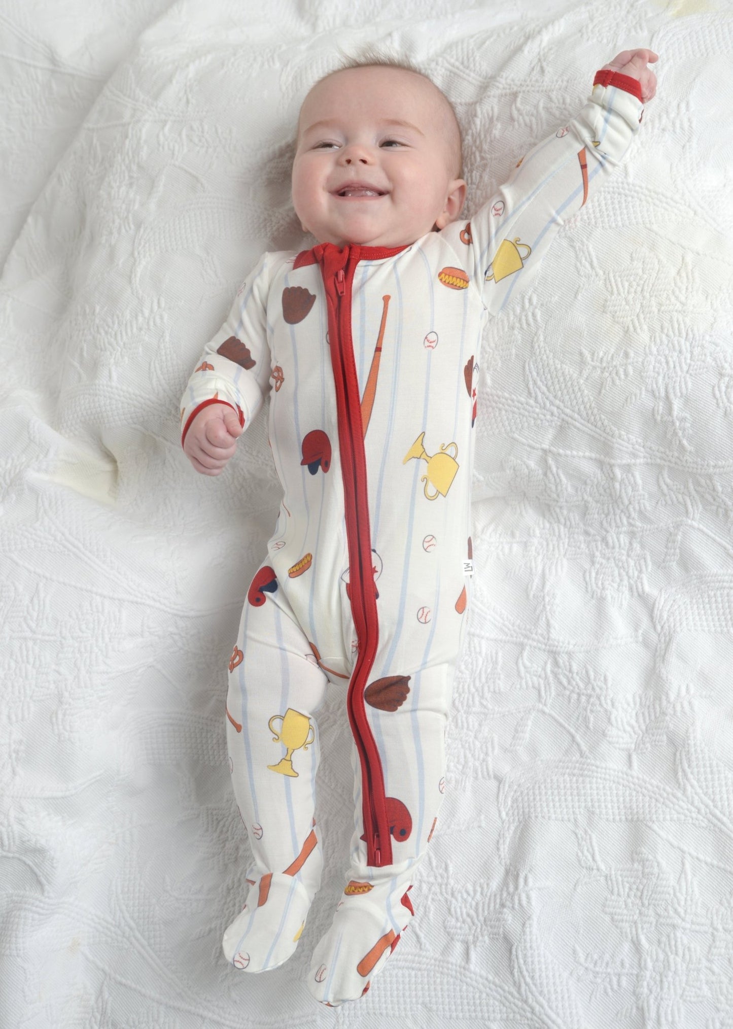 Baseball Bamboo Onesie - Little WorldzZipper Footie