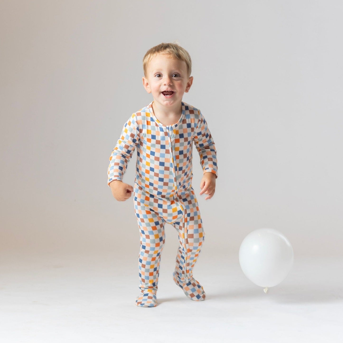 Checkered Zipper Footie PJs - Little WorldzZipper Footie