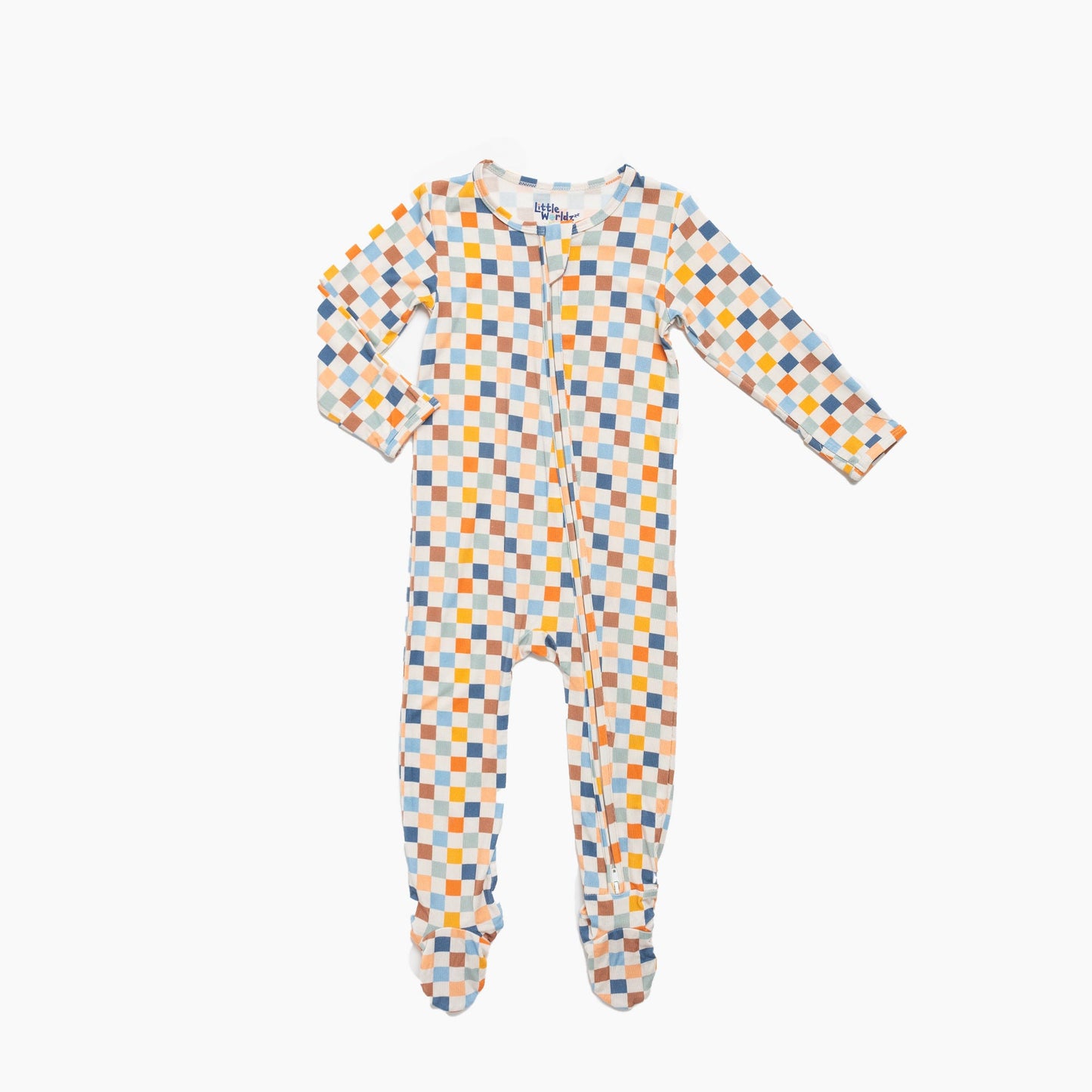 Checkered Zipper Footie PJs - Little WorldzZipper Footie