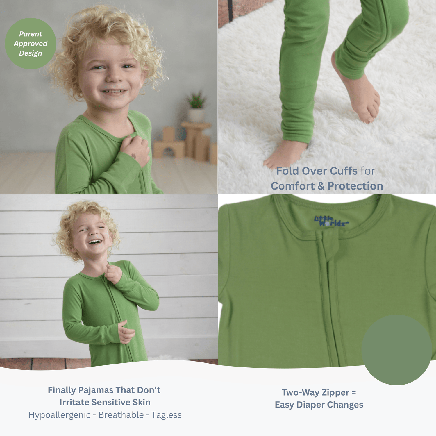 Green Bamboo Romper - Little WorldzRomper Pajama