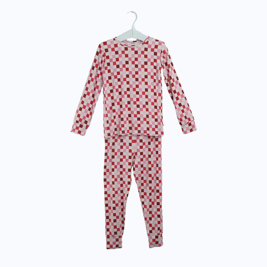 Pink Checkered Two Piece PJs - Little WorldzTwo Piece Set