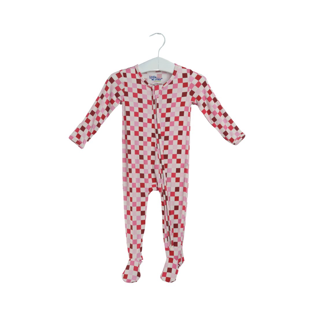 Pink Checkered Zipper Footie PJs - Little WorldzZipper Footie