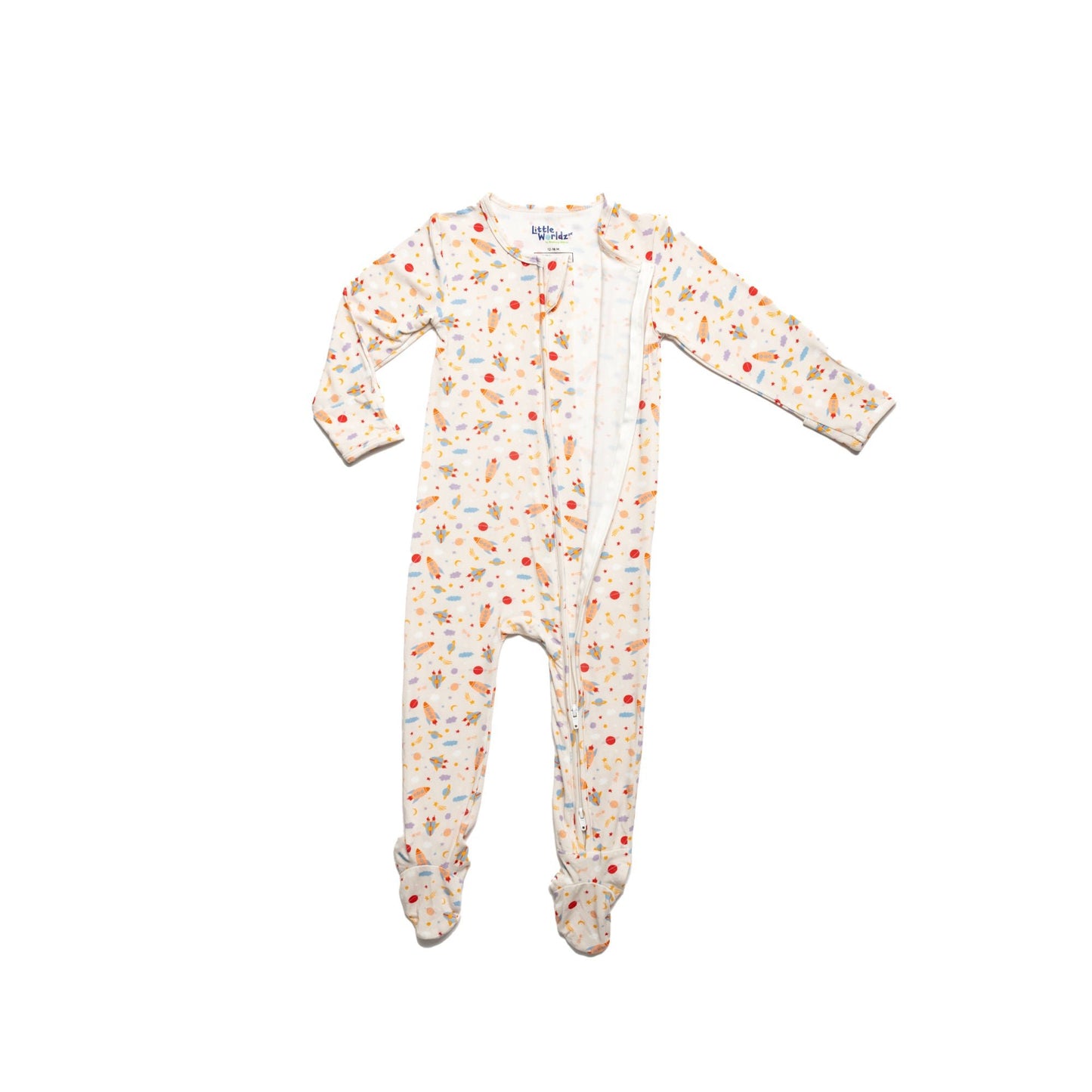 Rocketship Zipper Footie PJs - Little WorldzZipper Footie